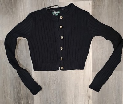 Wild Fable Knitted Cropped Cardigan Sweater Size XS Black