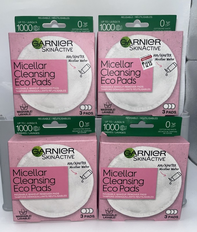 GARNIER (Lot of 4) SkinActive Micellar EcoCleansing Pads (12 Pads) FREE SHIPPING