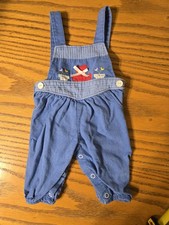 Vintage Girls Newborn Jean Overalls Cat Flowers Snap Bottom Adjustable Straps