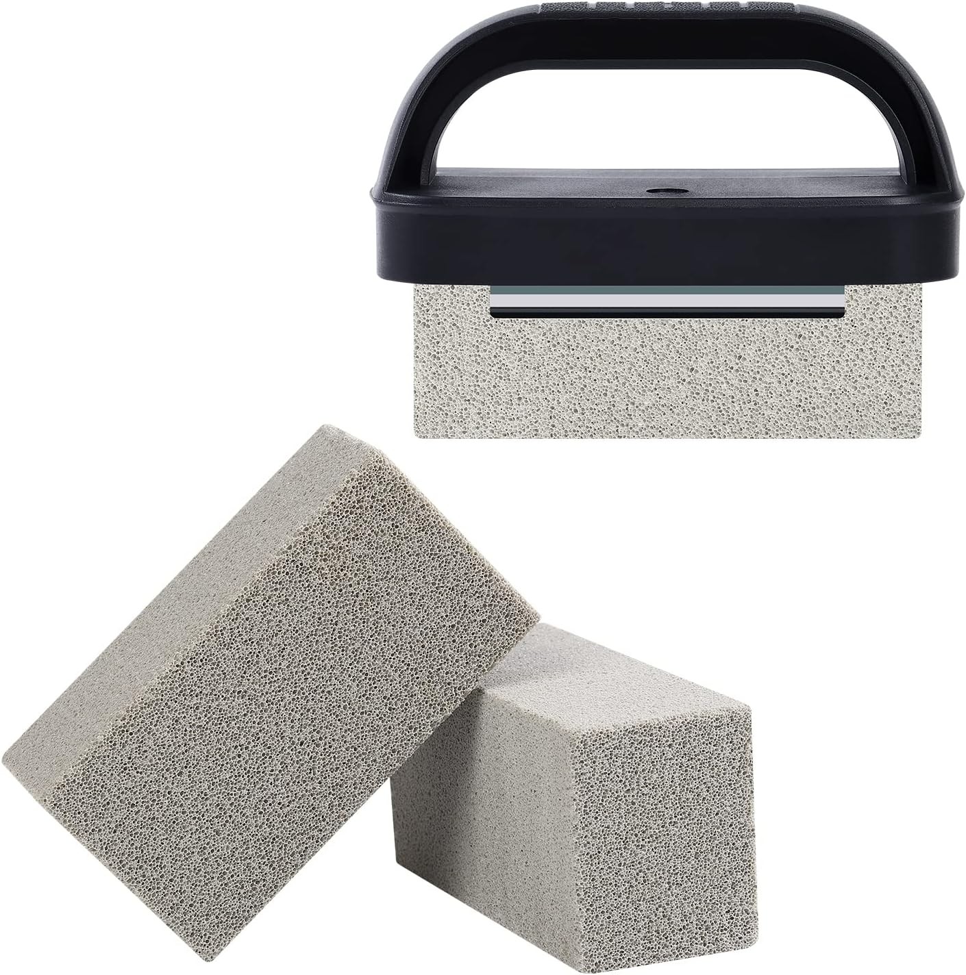 Heavy Duty Blackstone Griddle Cleaning Brick Block 3-Pack with Handle in Gray  