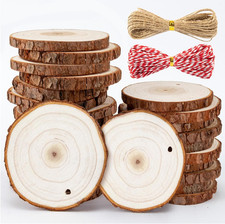 20 PCS Christmas Natural Wood Slices - Unfinished Wood Circles Kit