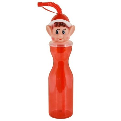Weihnachts-Getränkeflasche Mit Elf-Kopf Und Flexi-Trinkhalm Füllartikel