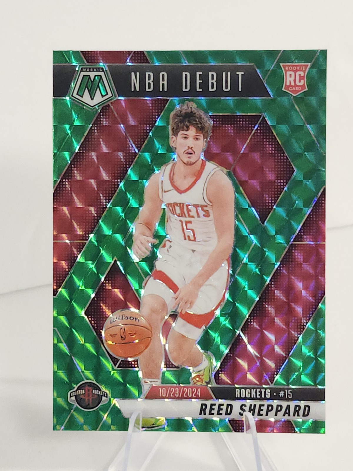 2024-25 Mosaic Reed Sheppard Green Mosaic NBA Debut #252 RC Houston Rockets