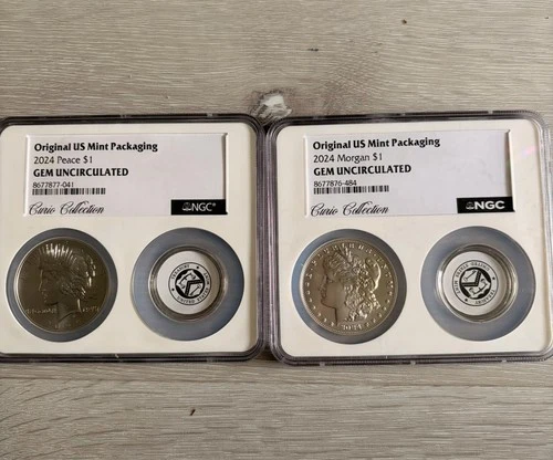 2024 Silver Morgan and Peace Dollar Gem Unc Curio Collection