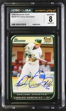 2008 Bowman Draft #BDP19 Carlos Gonzalez CGC 8 JSA Auto 9 RC Rookie
