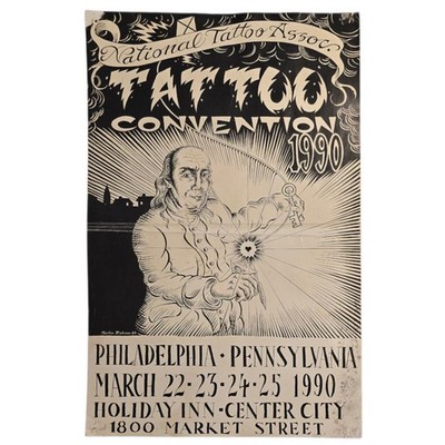 Vintage 1990 Tattoo Convention Philadelphia Poster Martin Robson 11'' X 17''