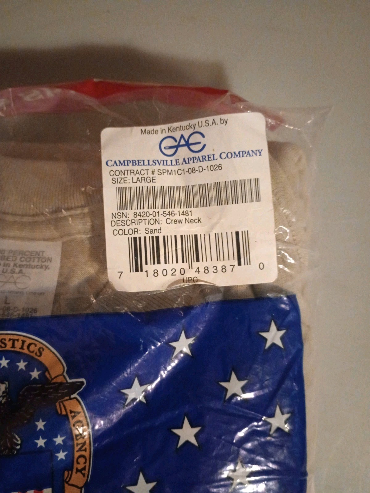 USGI by Campbellsville 3 Men's Crew Neck T Shirts DSCP Sand Color  Large 