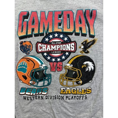 ME87 Kids Gray Gameday Western Division Playoffs Bears vs Eagles Graphic Tee M