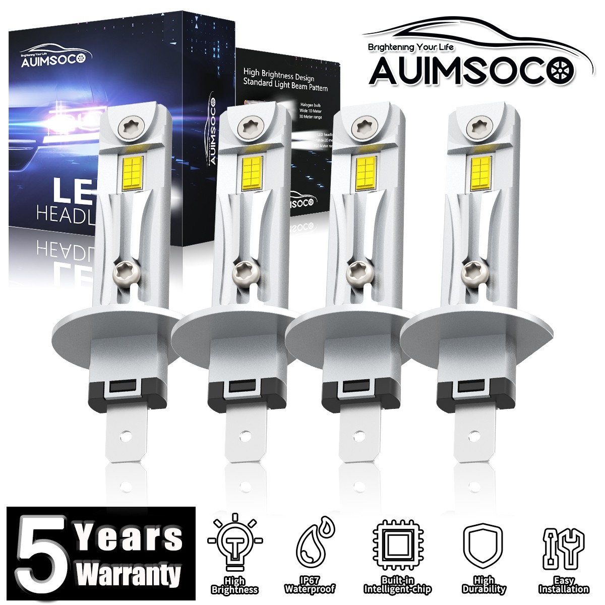For Lamborghini Countach 1989 Coupe 2-Door 5.2L LED Headlight Kit Bulbs 72000LM