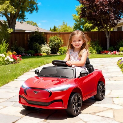 12V Kids Ride On Car, Licensed Ford Mustang Mach-E Electric Car, Red