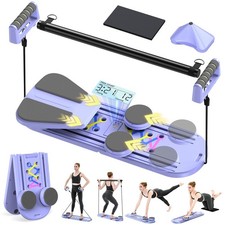 Foldable Pilates Reformer Board 7-in-1 Portable Home Gym Core Trainer w/ Timer
