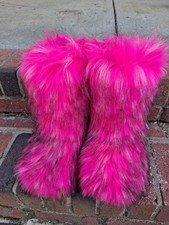 Womens Pink Faux Fur Lined Pull-On Mid-Calf S...