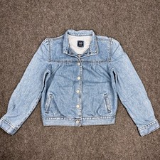 Gap Denim For Good Girls XXL Light Wash Blue Puff Sleeve Jean Trucker Jacket