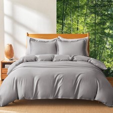 Silky Cooling Duvet Cover Queen Size for Hot Sleepers 90"x90", Breathable  M...