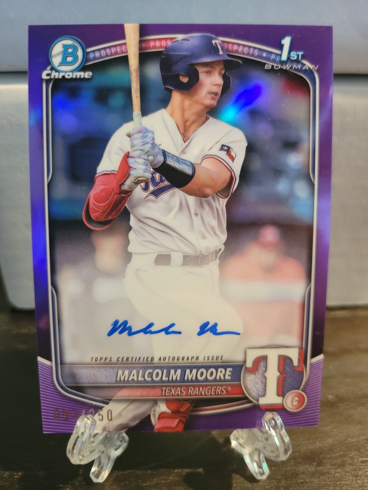 2025 Bowman Malcolm Moore 1st Chrome Purple Refractor Auto /250