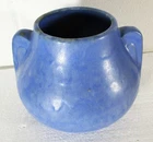 BRUSH MCCOY VELLUM BLUE (PERIWINKLE) ART POTTERY TWO HANDLED VASE.