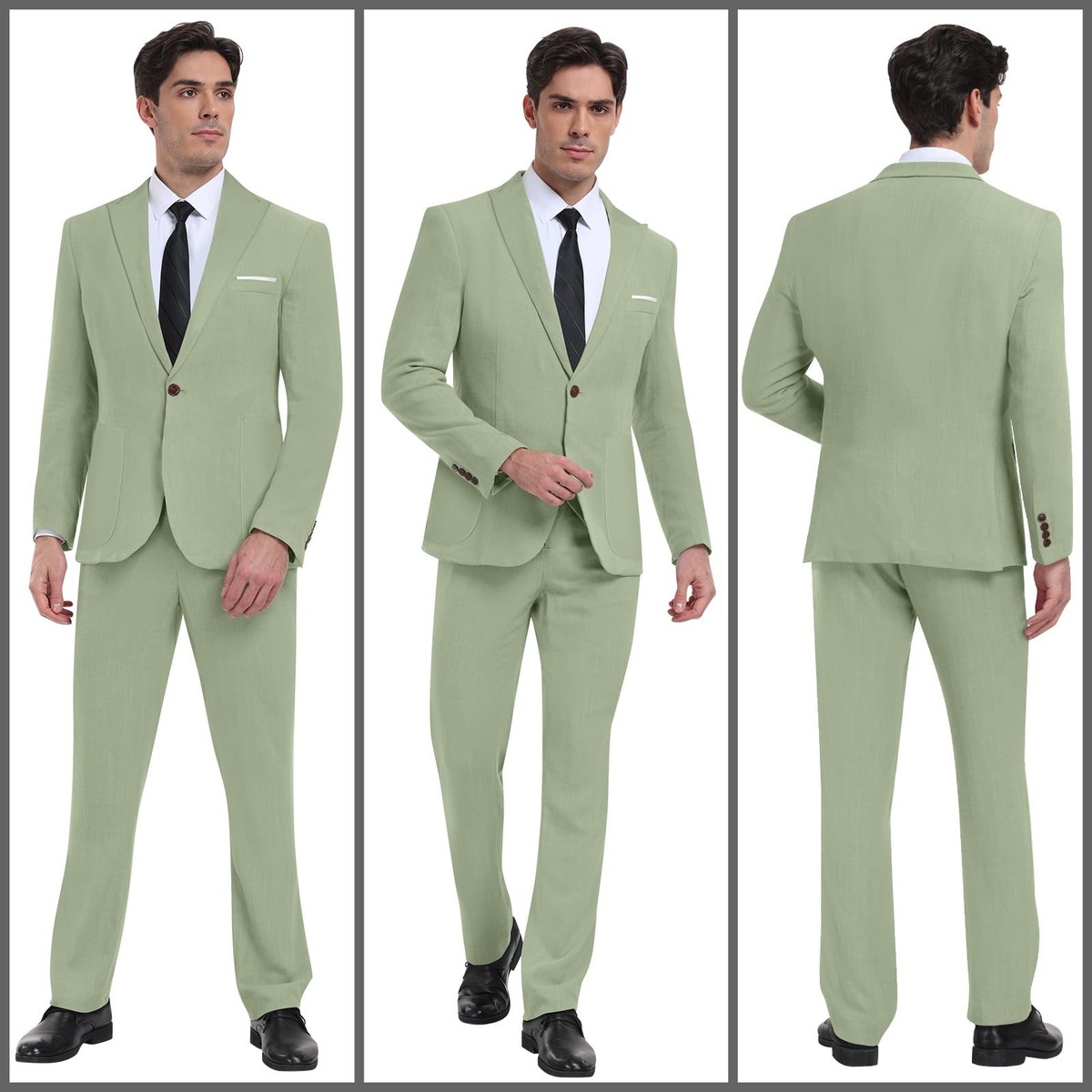 Diaryan Suit for Men Linen Green Classic Fit Blazer 2 Piece One