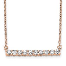 14k Rose Gold 1/2 carat Lab Grown Diamond Bar Pendant Necklace 18" VS/SI, G