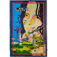 Poster psichedelico 1971 WDVE 102.5 FM Pittsburgh Brad Johannsen ABC Radio Art