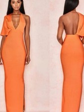 House of CB NWT Orange Ribbed OneShoulder Dress Size Small