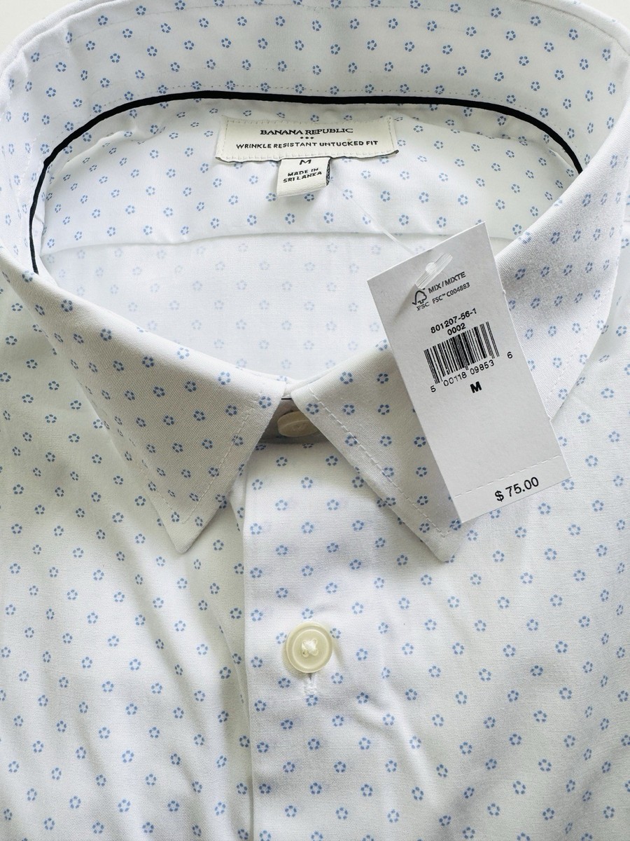 slim fit untucked dress shirts NWT BANANA REPUBLIC MEN's SLIM UNTUCKED DRESS SHIRT | Size M (Medium) | $75