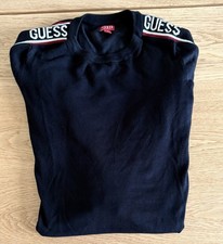 GUESS Los Angeles Women's Medium Black Long Sleeve Knit Sweater Dress Tape Logo