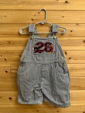 Vintage Mickey Mouse Co 4T Pinstripe Mickey Goofy Baseball Short Overalls