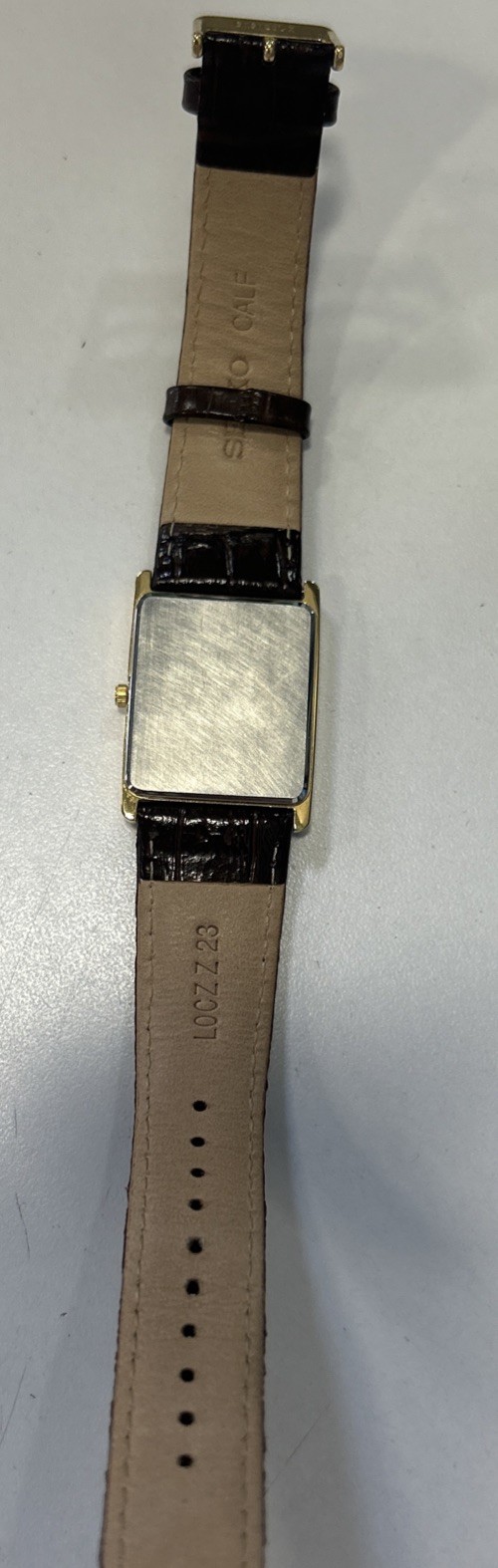 Seiko Essentials Mens Quartz Rectangular Brown Le… - image 3