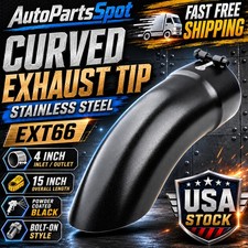 Fit 4 Inout 15 Long Stainless Steel Curved Exhaust Tip Powder Coated New