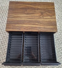 Vintage 1980s Faux Wooden 3 Drawer Cassette Tape Holder Storage Cabinet Holds 36