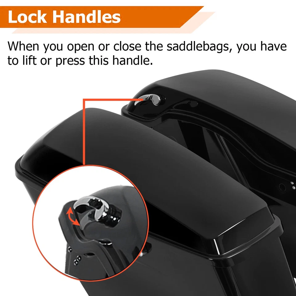 Alforja rígida negra viva bolsas de sillín y pestillo para Harley Davidson Touring 94-13 Foto 3 de 4