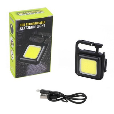 COB Mini Flashlight Portable Keychain LED Work Light USB Rechargeable Waterproof