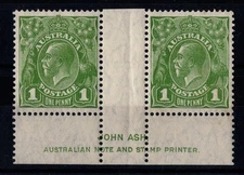 Australia KGV SMWMK  Stamps MNH Ash Imprint