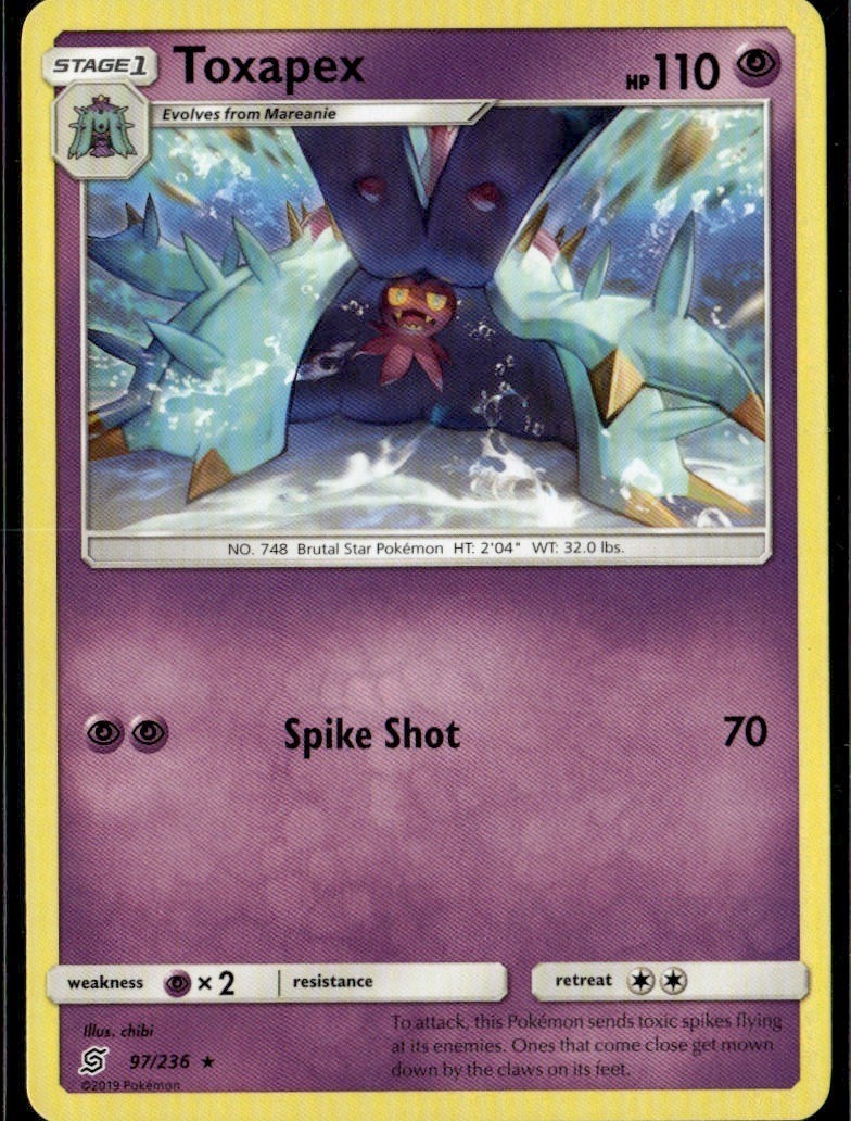 Toxapex Rare SM Unified Minds 97/236 Psychic Pokemon Card