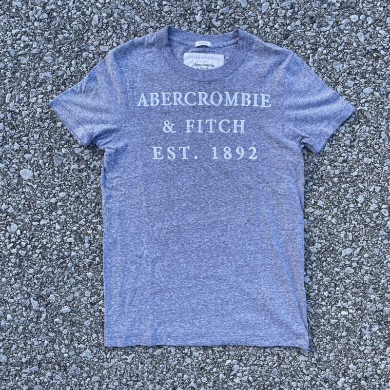 Abercrombie & Fitch Shirt Mens Small Gray Muscle Logo Short Sleeve Preppy