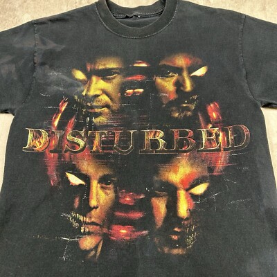 Disturbed Tour 2008 Rock Band T-Shirt Black Double Sided Men's