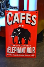 Plaque émaillée CAFES L'ELEPHANT NOIR