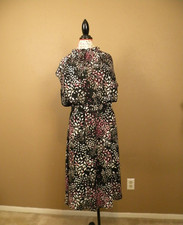 NWT Banana Republic Black Midi Dress with Pink Floral Print Cherry Blossom Sz 14