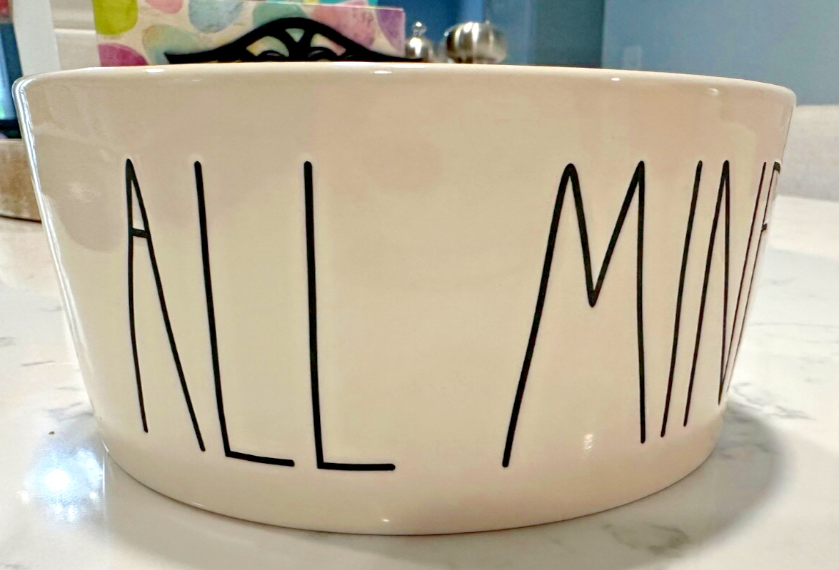 Rae Dunn Artisan Collection Dog Dish "ALL MINE" Water/Food Bowl