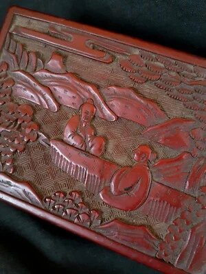 古董中国雕漆在中式古董盒子| eBay
