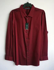 Perry Ellis Travel Luxe Long-Sleeve Shirt 2X Big Man Dobby Red NWT $69.50
