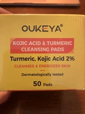 oukeya kojic acid and turmeric cleansing pads 50 pads cleanses & energizes skin 