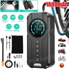 150 PSI Air Compressor Tire Inflator Fits Car Moto Bike Tires Air Pump Cordless