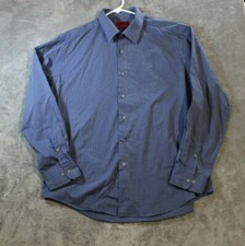 Alfani XL 17 34/35 Blue Pin Stripes Fitted Performance Dress Shirt