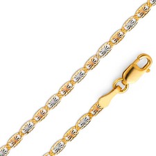 TGDJ 14K Tri Color 2mm Valentino DC Chain Necklace for Women’s and Men’s