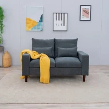 GREY 2 SEATER LINEN FABRIC SOFA COUCH  LOVESEAT 150 CM