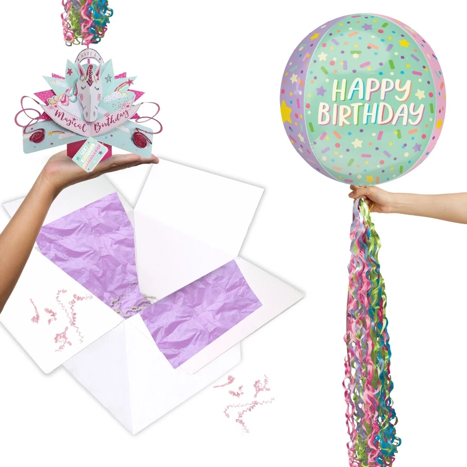 Granddaughter Birthday Unicorn Pop Up Card & Floating Balloon In A Box Surprise - Image 2 of 4