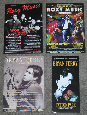 Roxy Music Bryan Ferry - Lot of four (4) tour flyers concert flyers handbills