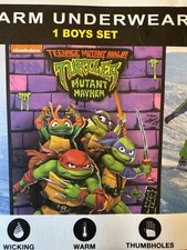 ClimateRight By Cuddl Duds Underwear Boy Size L Ninja Turtles Pajamas Thumbholes