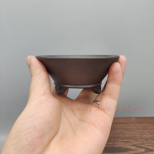 Piccolo vaso bonsai rotondo cinese Yixing Zisha Mame 9,7 x 9,7 x 4,3 cm - Foto 6 di 30